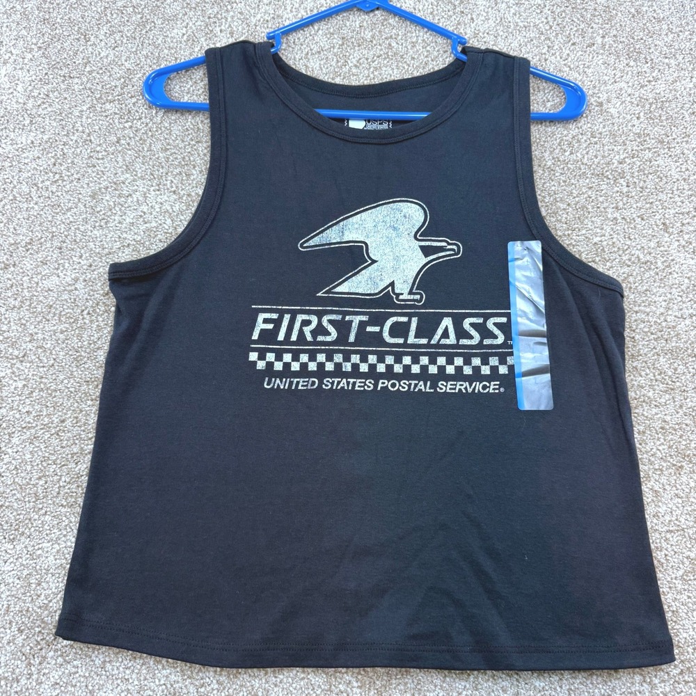 Hybrid Apparel USPS First-Class Tank Top Black Large NEW Postal Distressed Rare